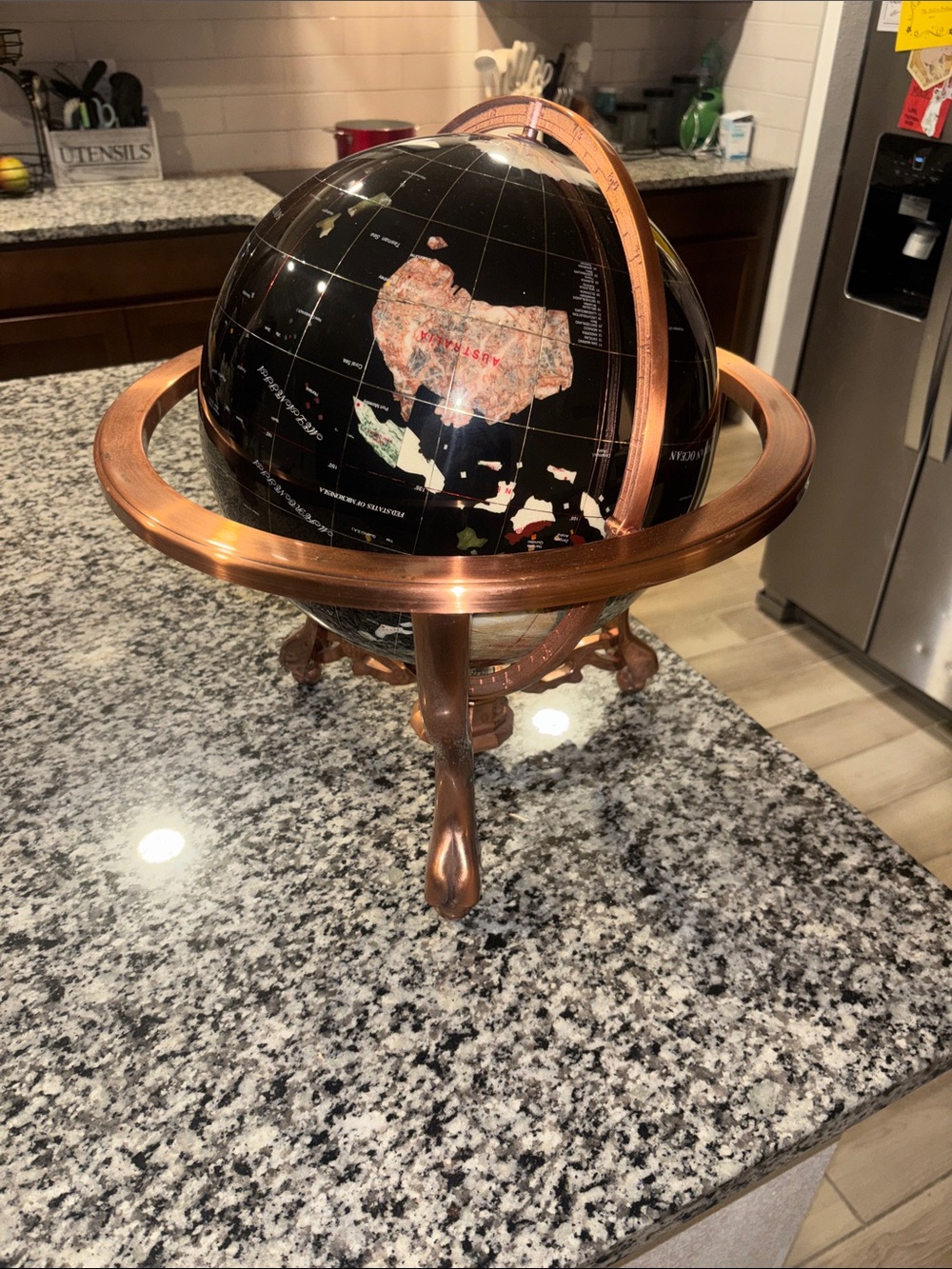 Black Tabletop Globe with Copper Stand